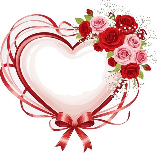 Romantic Heart Frame with Roses Vector Image