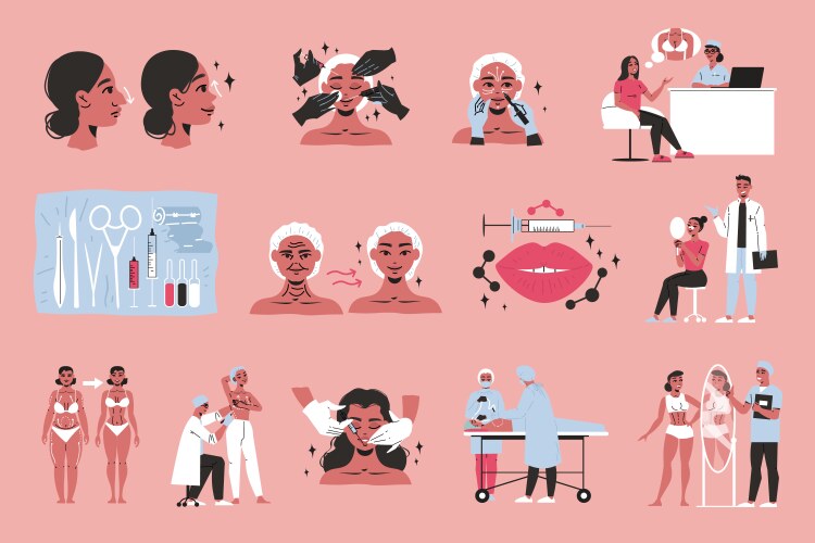 Plastic surgery set Royalty Free Vector Image - VectorStock
