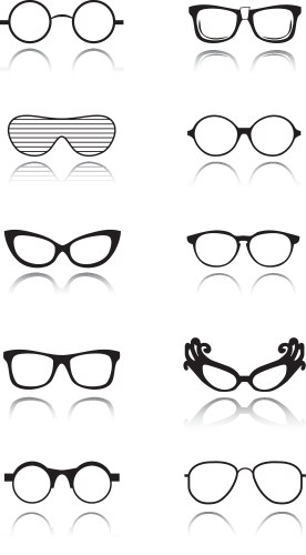 Silhouettes of different eyeglasses Royalty Free Vector