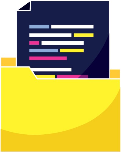 Folder file with programming code message vector image