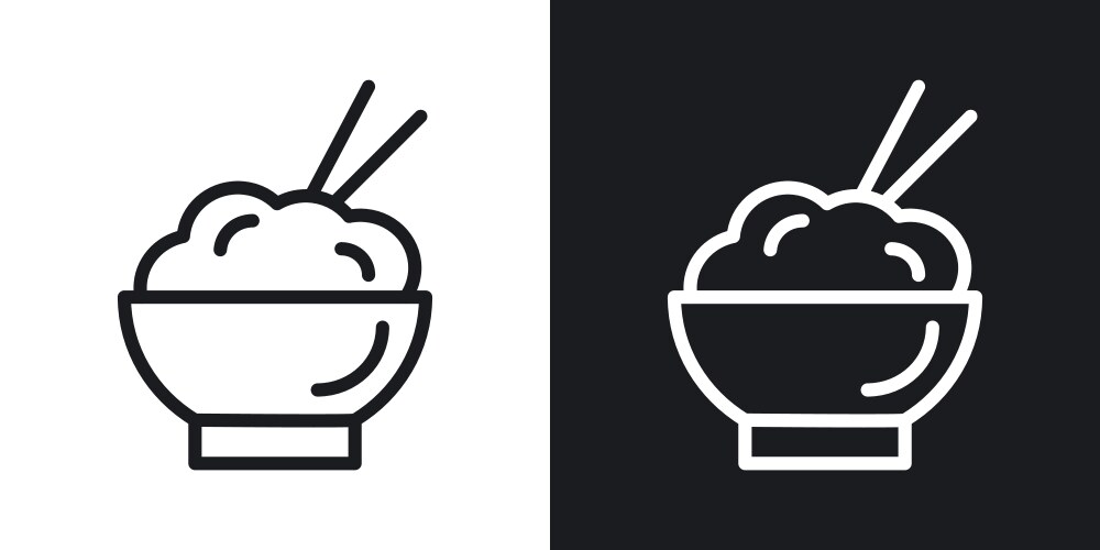 Rice bowl icon set chinese cooked Royalty Free Vector Image