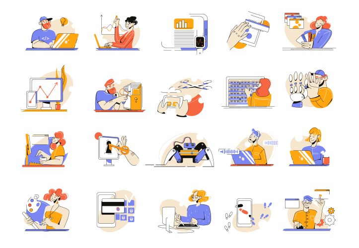 it specialist flat icons vector