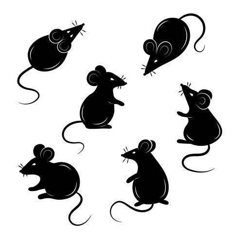 Set mice on a white background collection vector image