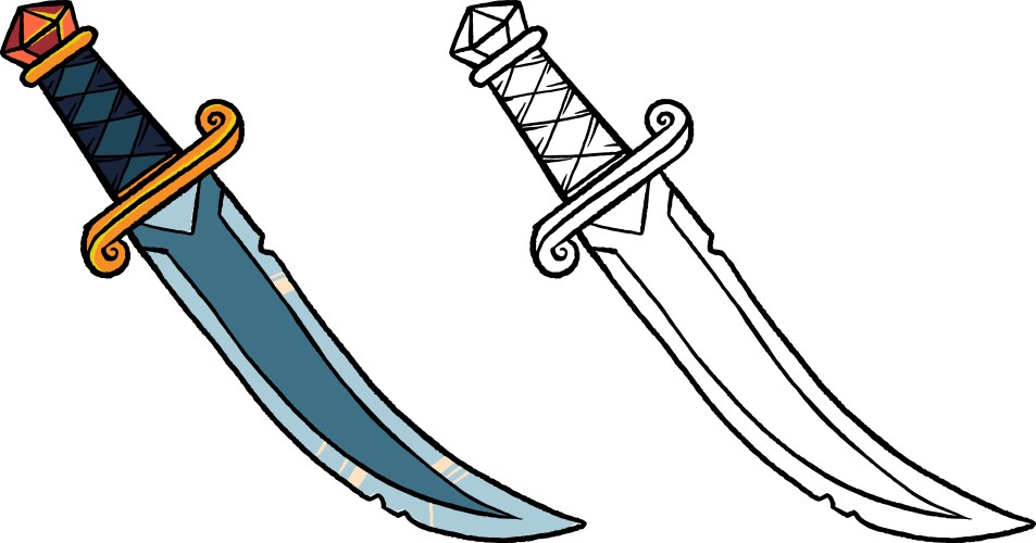 Old school dagger tattoo design with bold outlines Vector Image