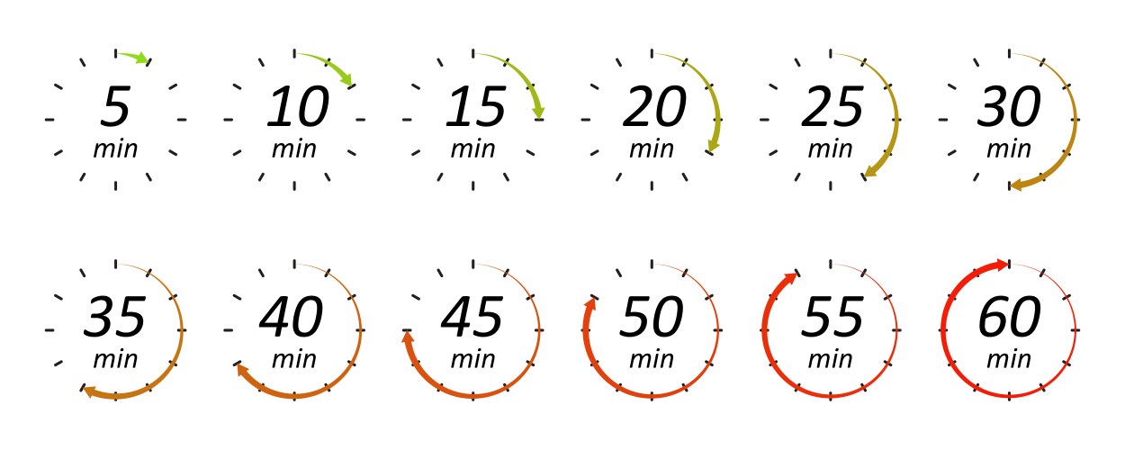 Set of chronometer counters with pointing arrows vektorbild
