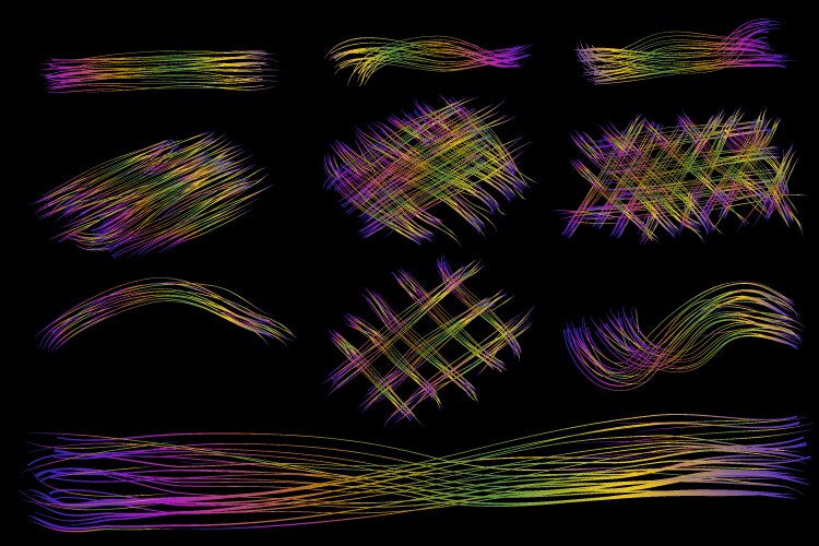 Simple set 10 multiple colorful line scribble vector image