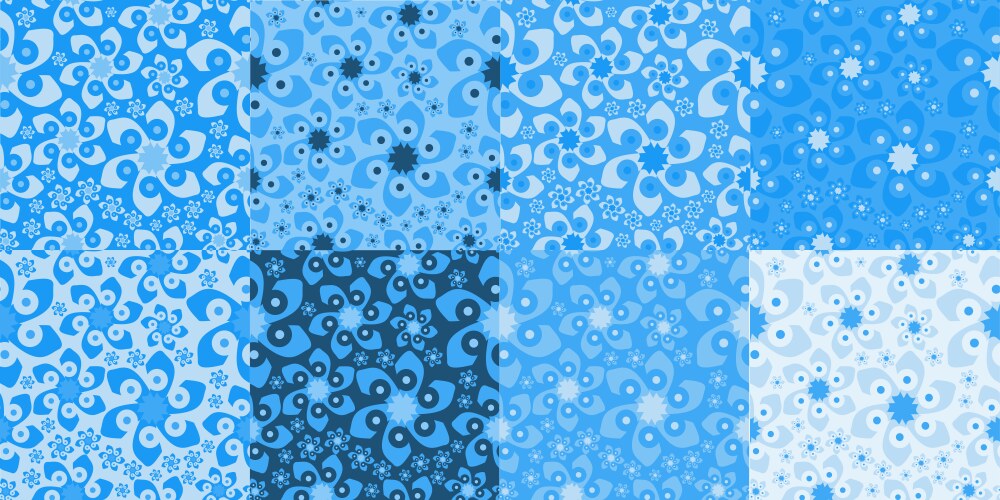 Winter snowflake repeat pattern color option set vector image