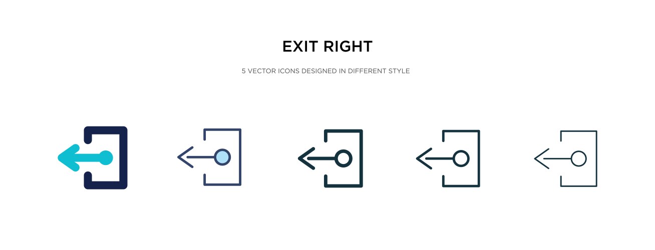 Exit right icon in different style two colored vector image