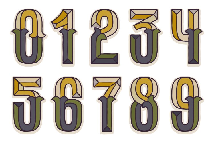 Numbers set made of overlapping lines Royalty Free Vector