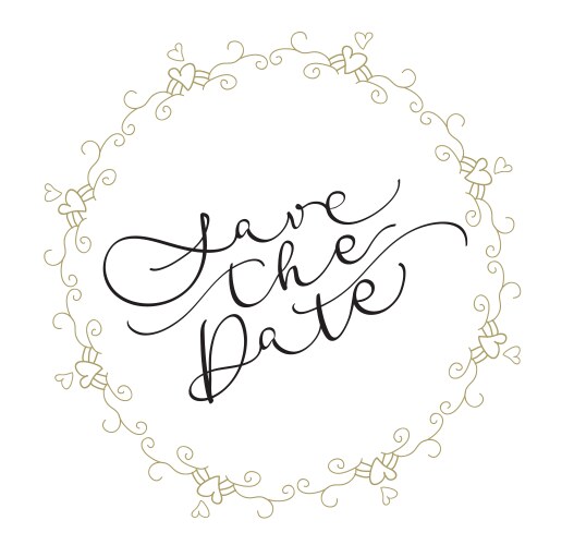 Save the date text in frame on white background vector image