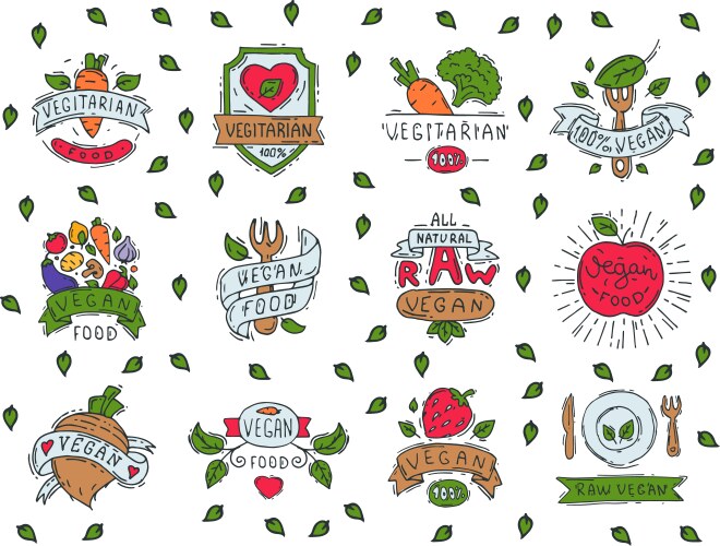 Hand drawn style of bio organic eco healthy food Vector Image