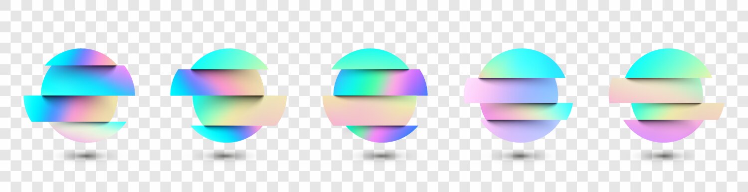 Set of deformed gradient circles in glitch style vector image