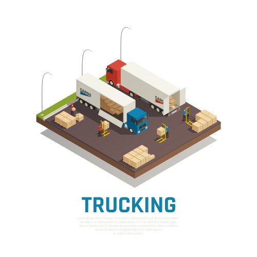 Trucking isometric composition vector image