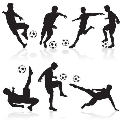Soccer Player Silhouettes Vector Image