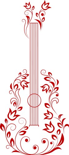 Guitar with floral embellishments Royalty Free Vector Image