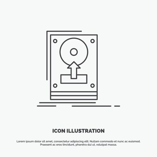 Install drive hdd save upload icon line gray vector image