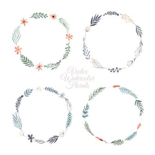 Watercolor Floral Frame Vector Image