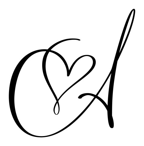 Handwritten heart calligraphy monogram alphabet Vector Image