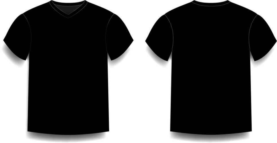 black male t-shirt template v-neck front and back vector