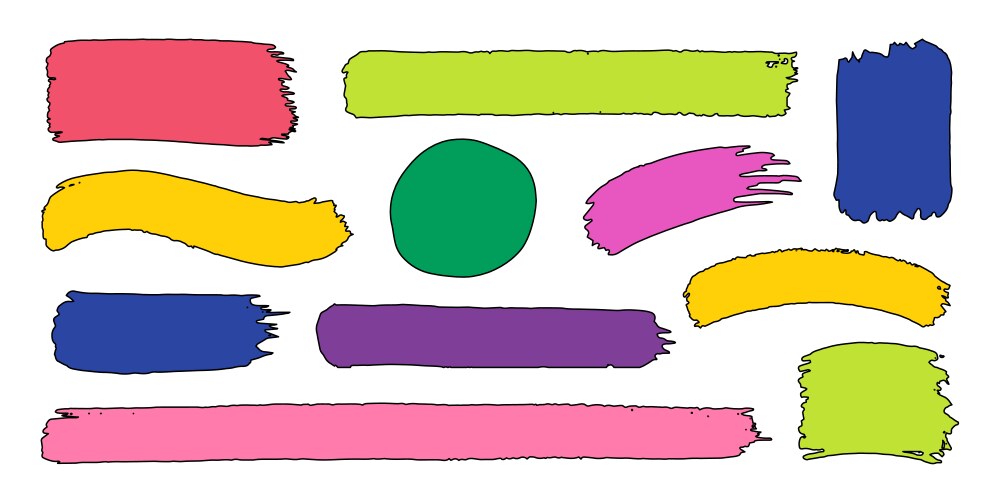 set of colorful brush strokes speech bubbles vector