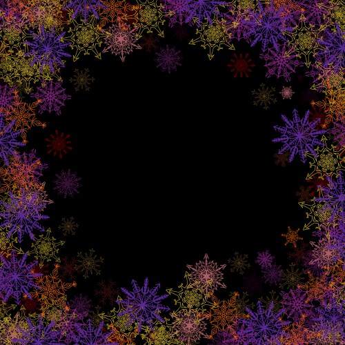 Rectangular frame with colorful small snowflakes vector image