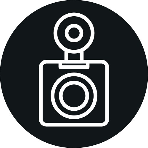 Camera device with flash line block style icon vector image