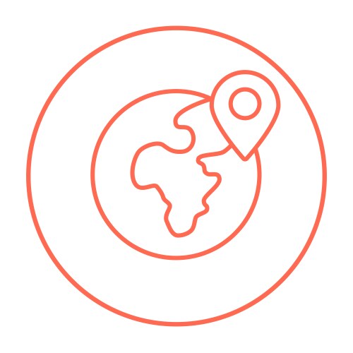Globe with pointer line icon vektorbild