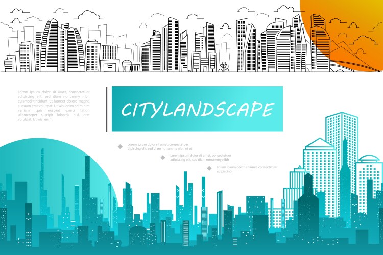 City silhouettes composition vector image