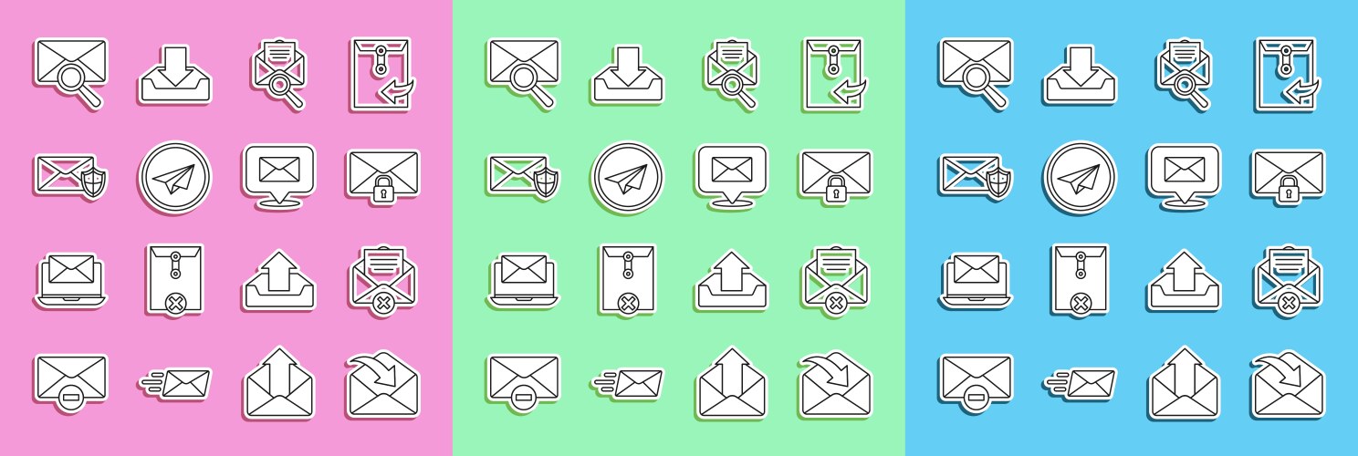 Set line envelope delete mail message vector image
