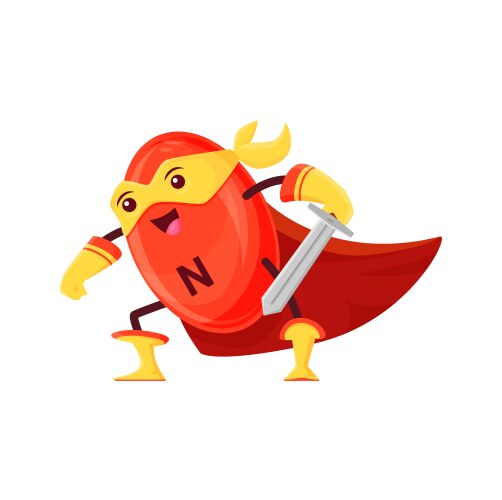 Cartoon nitrogen vitamin superhero n character Vector Image