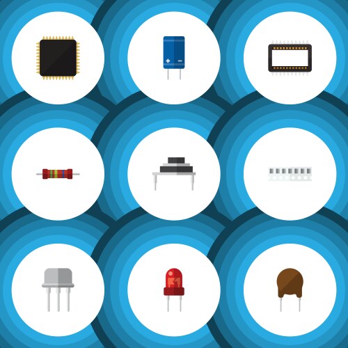 Flat icon electronics set of memory transistor vector image