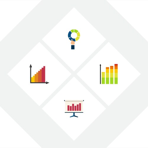 Flat icon graph set of pie bar monitoring vector image