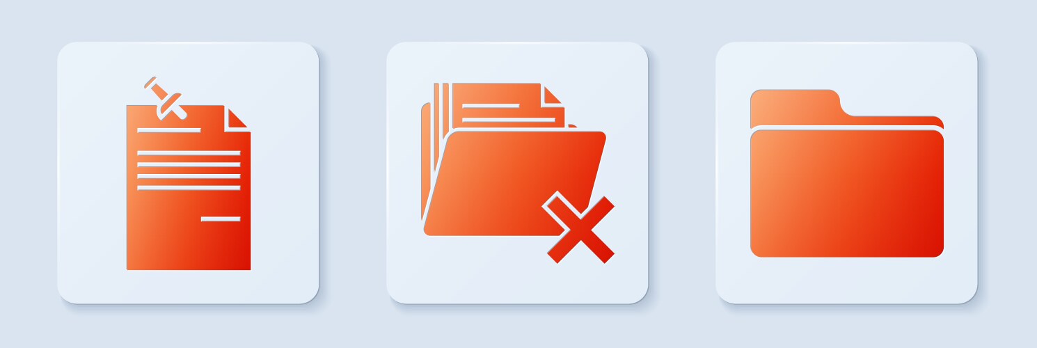 Set delete folder note paper with pinned vector image