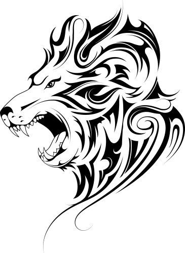 Tribal Lion Head Tattoo Vector Image