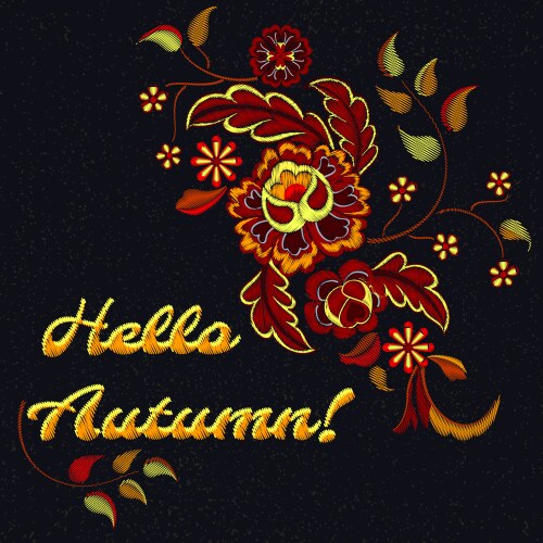 Autumn Floral Embroidery Pattern Vector Image