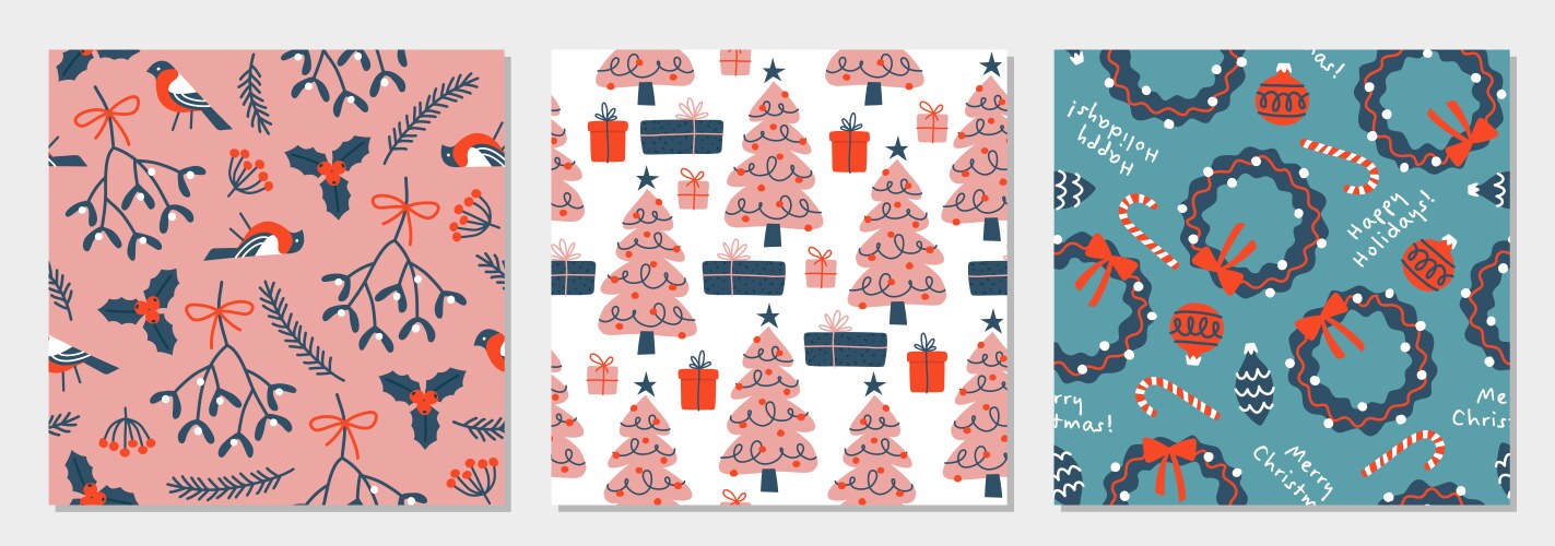 Scandinavian seamless patterns set Royalty Free Vector Image