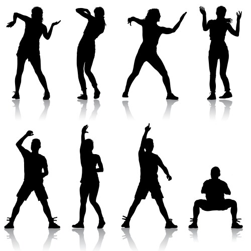 Black Silhouettes of Man and Woman Vector Image