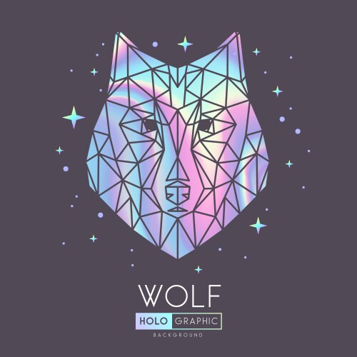 holographic polygonal tirangle animal wolf vector image