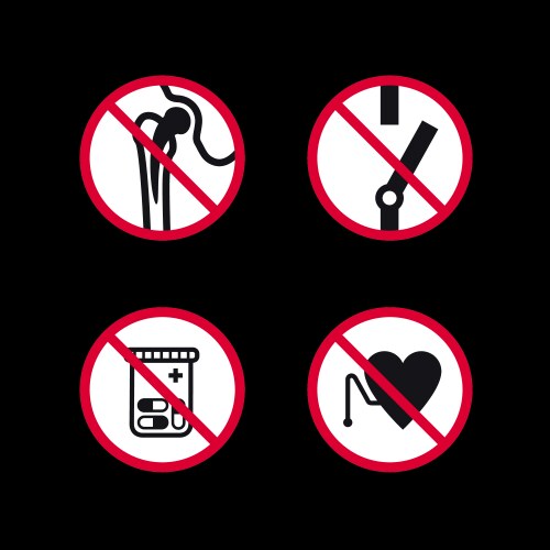 Prohibited signs forbidden round stickers set Vector Image