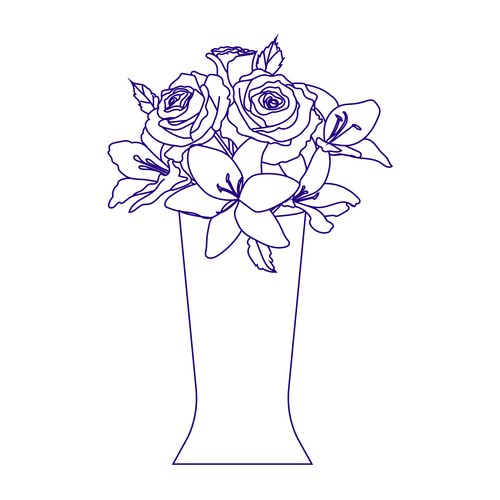 Floral Line Art Bouquet Vector Image