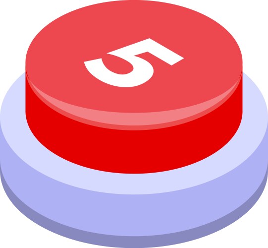 Red button showing number five for rating vector image
