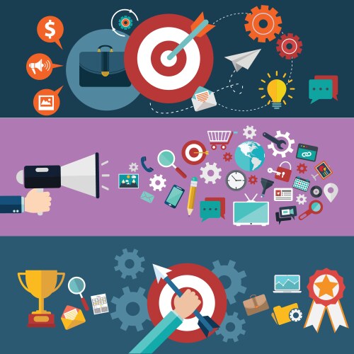 Set of flat design concepts for website layout vector image