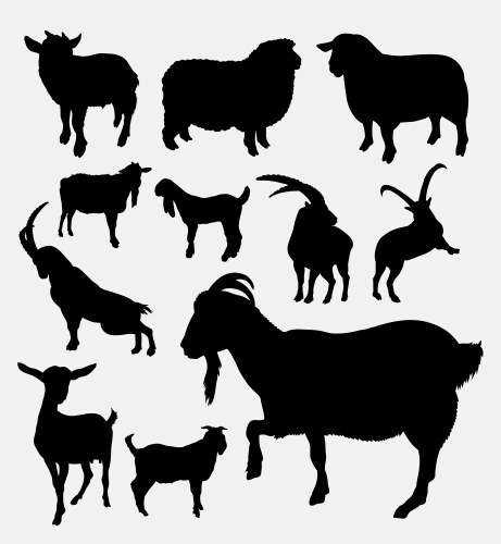 Goat and Sheep Animal Silhouettes Vector Image