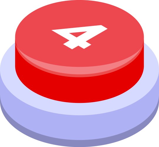 Red keyboard button with number four showing vector image