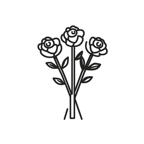 Elegant Three Rose Line Art Vector Image
