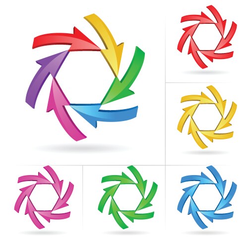 3d arrow color sketchy design elements set 5 vector image