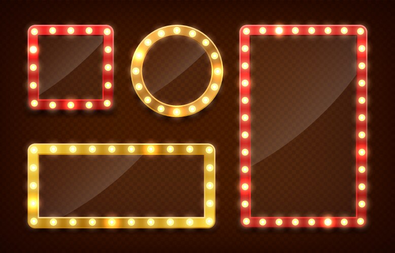 Glow frame neon lighting rectangle background Vector Image