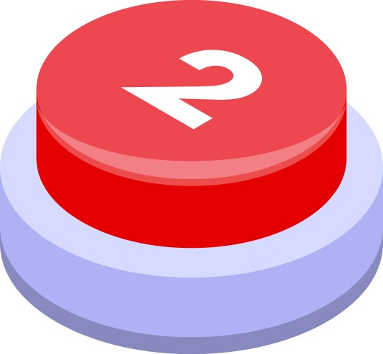 Red button showing number two for second place vector image