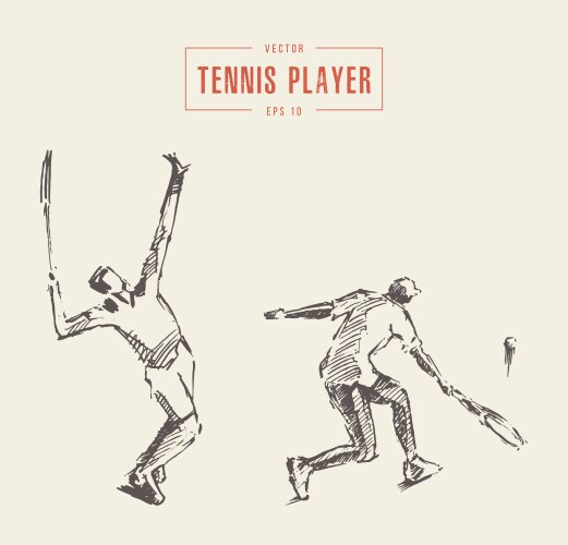 Tennis Player Sketch - Hand Drawn Vector Image