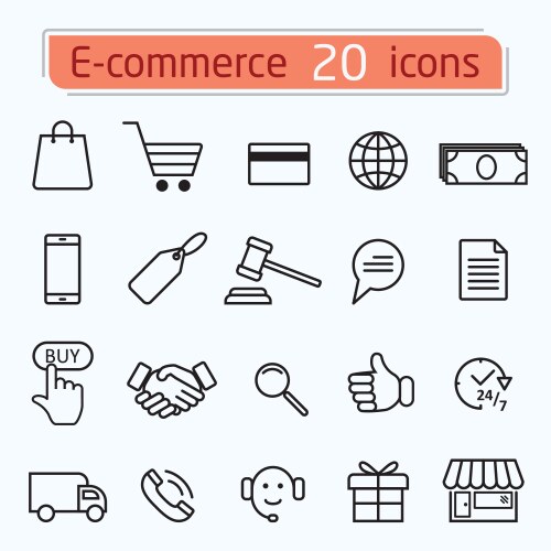 E-commerce line icon set Royalty Free Vector Image